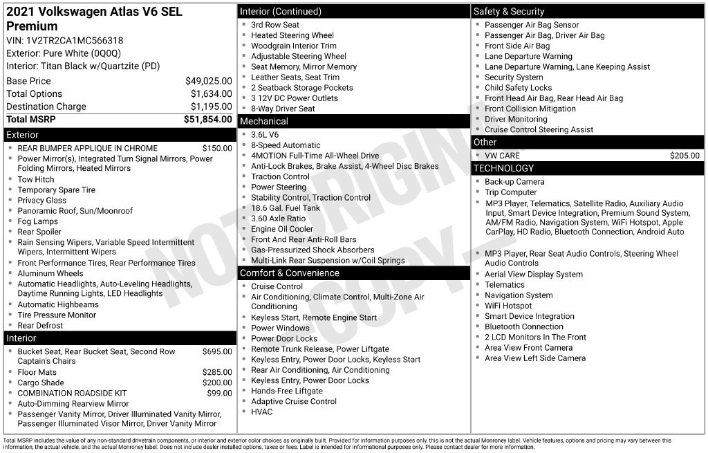 Certified 2021 Volkswagen Atlas SEL Premium AWD/4WD image 14