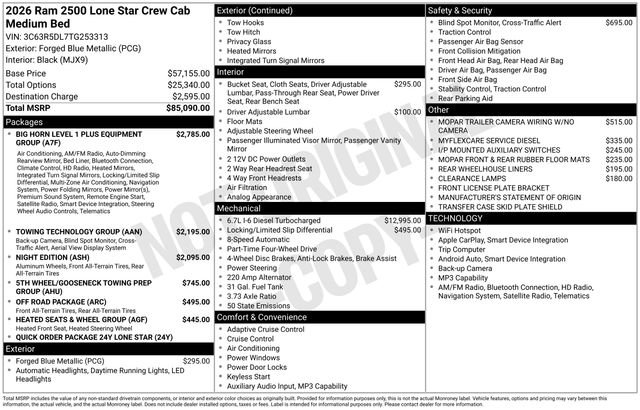 New 2026 RAM 2500 Lone Star AWD/4WD image 16
