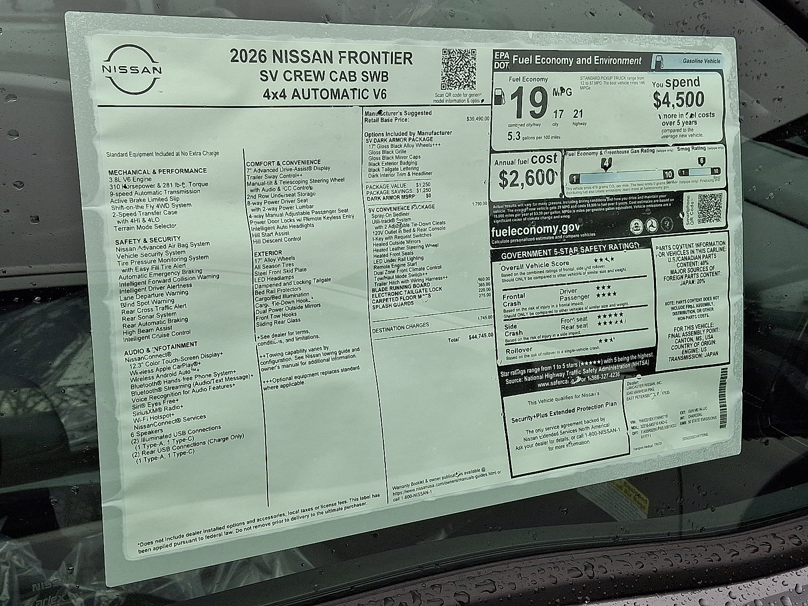 New 2026 Nissan Frontier SV w/ SV Convenience Package image 7