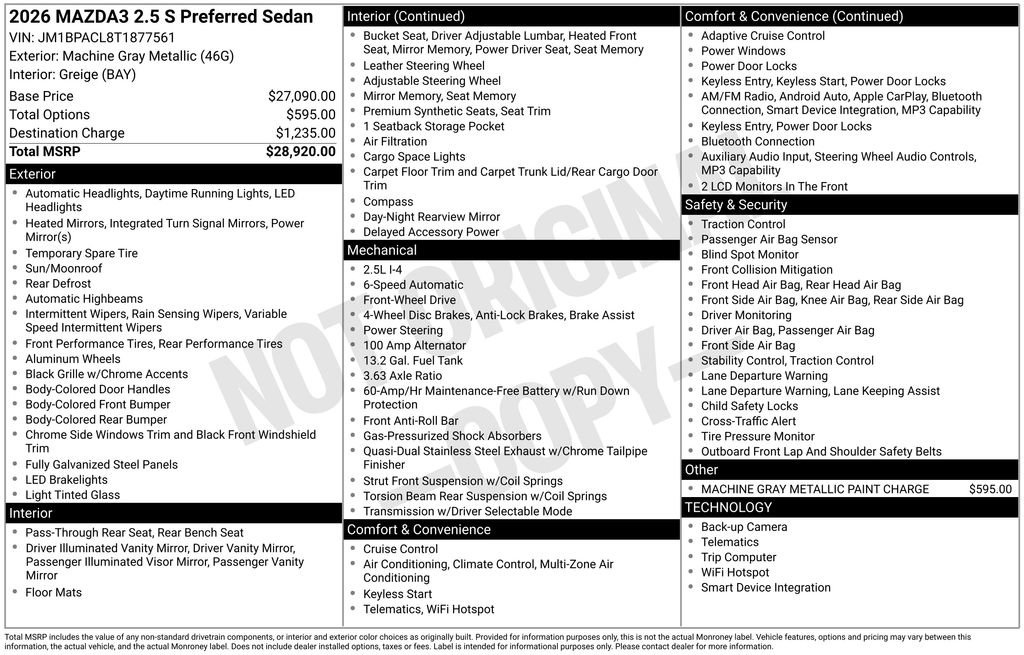 New 2026 MAZDA MAZDA3 2.5 S Sedan w/ Preferred Pkg FWD image 34