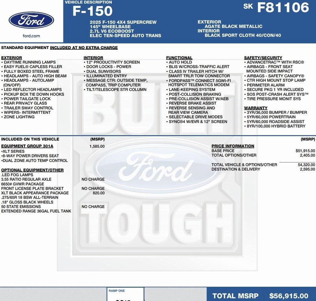 New 2025 Ford F150 XLT w/ Equipment Group 301A Standard image 2