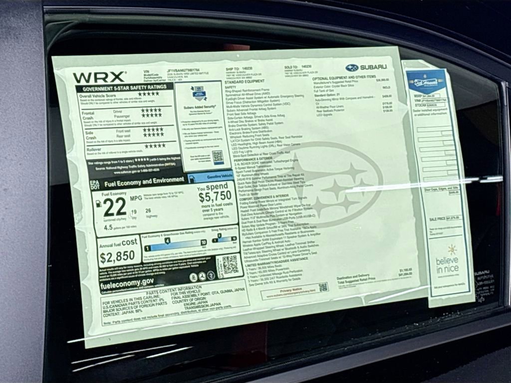 New 2026 Subaru WRX Limited AWD/4WD image 25