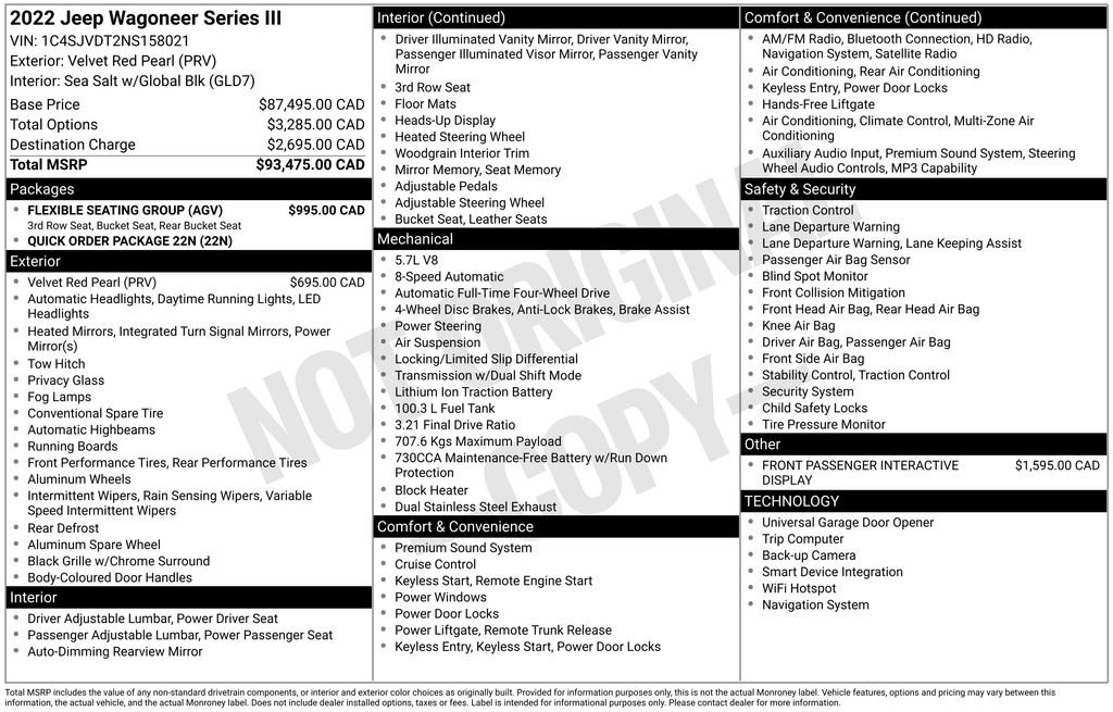 Used 2022 Jeep Wagoneer Series III w/ Flexible Seating Group image 48