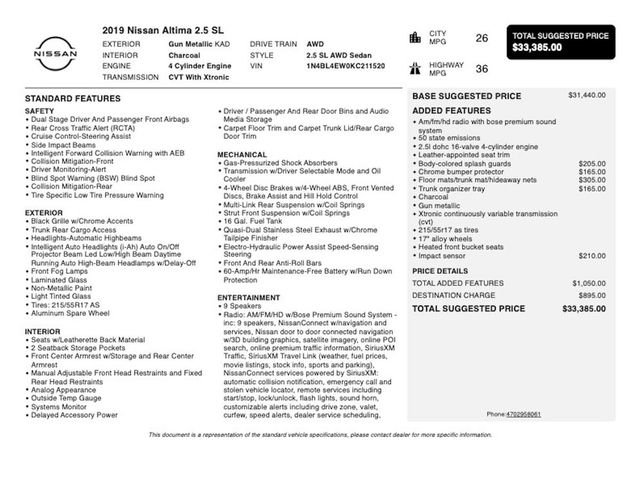 Used 2019 Nissan Altima 2.5 SL AWD/4WD image 4