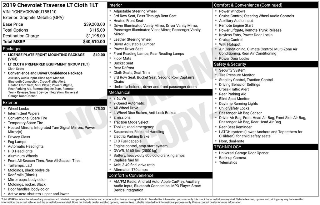 Used 2019 Chevrolet Traverse LT image 39