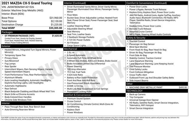 Used 2021 MAZDA CX-5 Grand Touring w/ GT Premium Package image 30