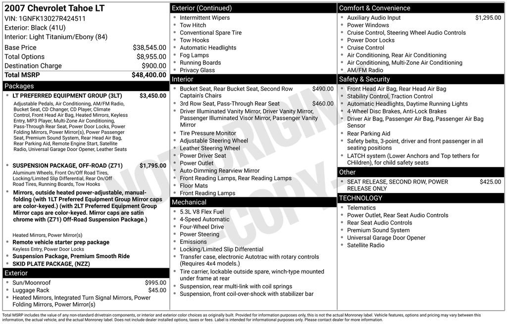 Used 2007 Chevrolet Tahoe LT w/ LT Preferred Equipment Group image 25