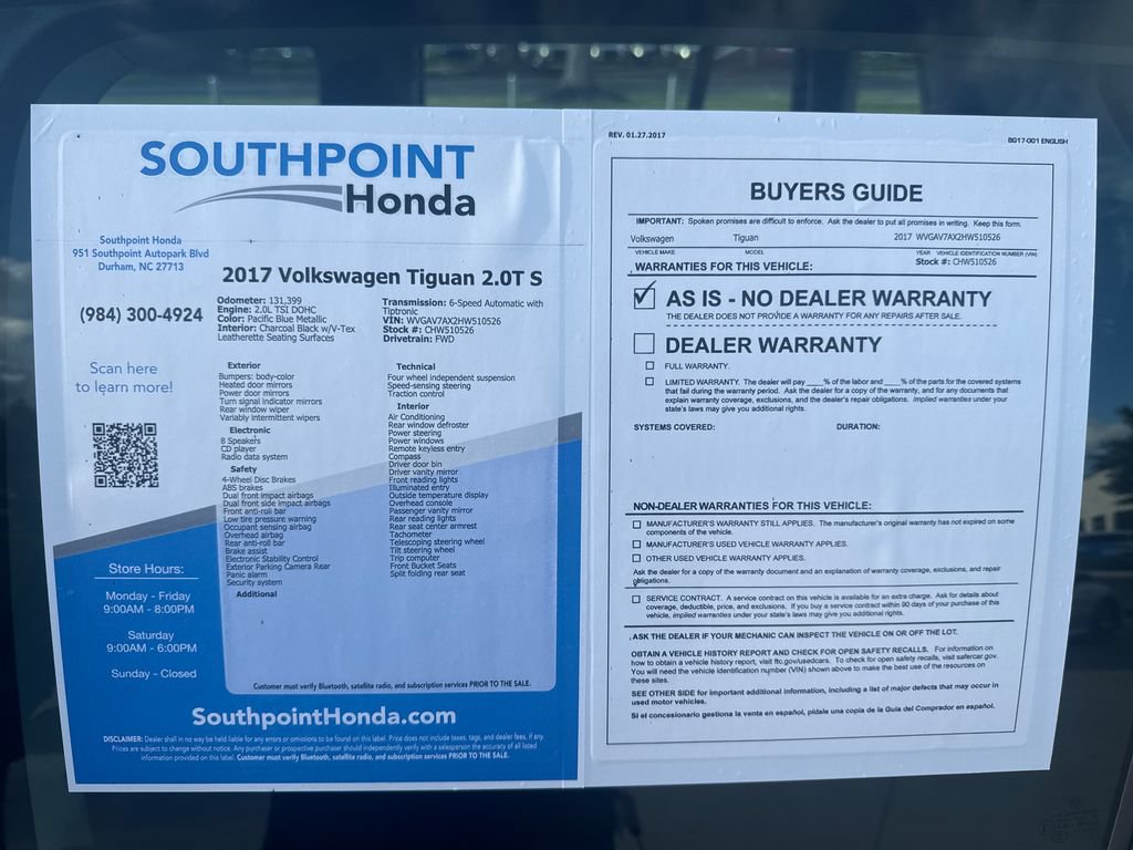 Used 2017 Volkswagen Tiguan S FWD image 34