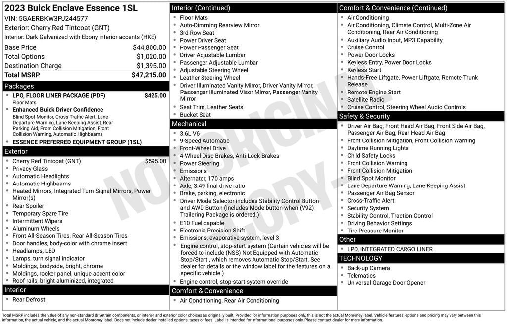 Used 2023 Buick Enclave Essence w/ LPO, Floor Liner Package FWD image 24