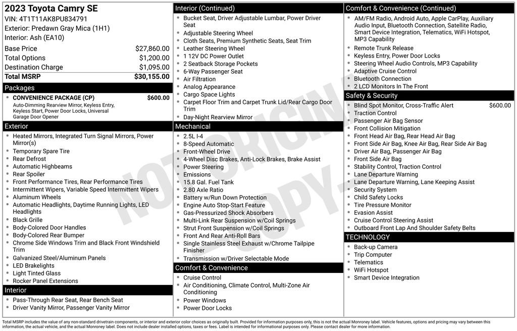 Used 2023 Toyota Camry SE w/ Convenience Package FWD image 35