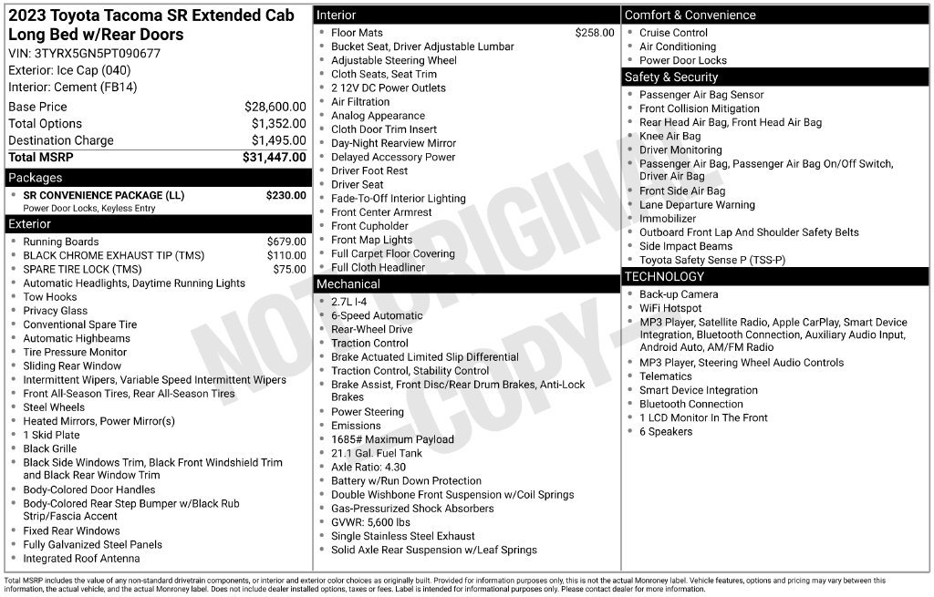 Used 2023 Toyota Tacoma SR w/ SR Convenience Package RWD image 37