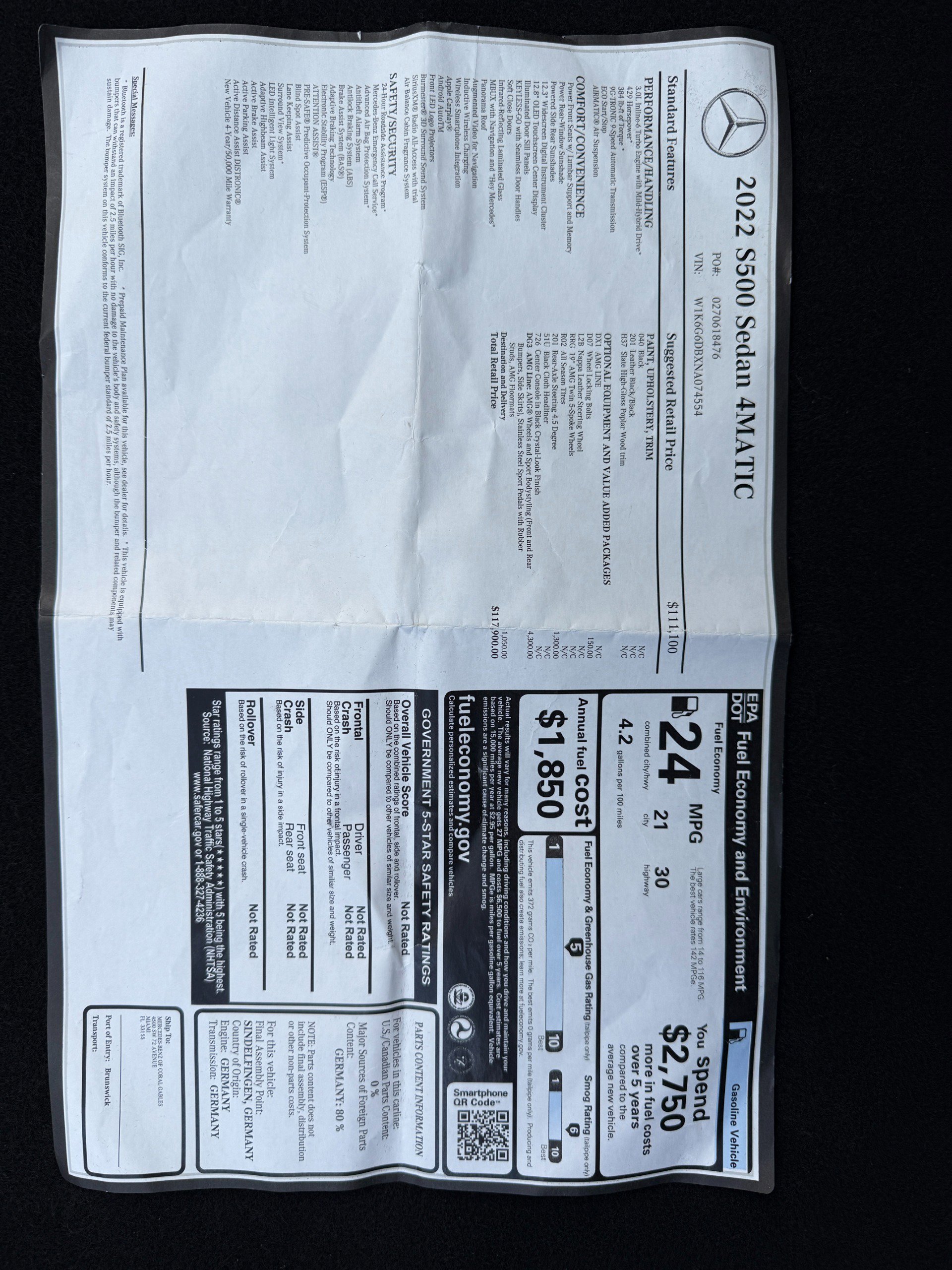 Used 2022 Mercedes-Benz S 500 4MATIC w/ AMG Line Package image 35