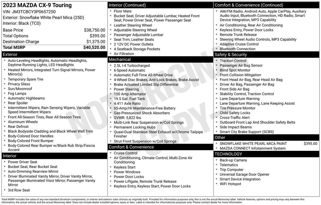 Used 2023 MAZDA CX-9 Touring image 37