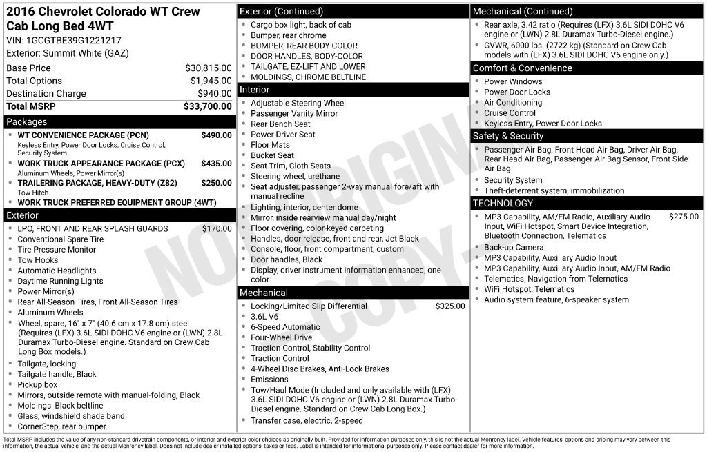 Used 2016 Chevrolet Colorado W/T w/ WT Convenience Package AWD/4WD image 35