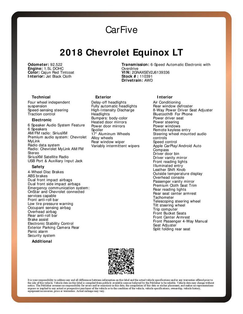 Used 2018 Chevrolet Equinox LT AWD/4WD image 30