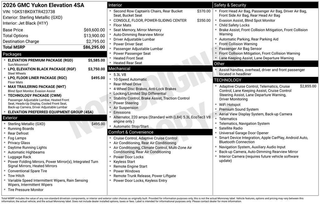 New 2026 GMC Yukon Elevation w/ Elevation Premium Package RWD image 22