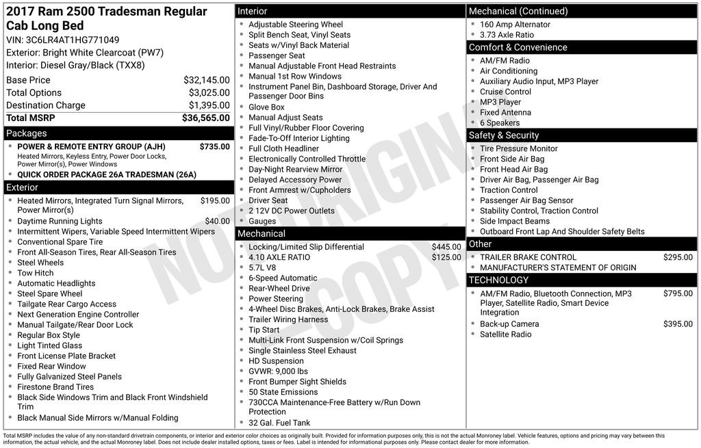 Used 2017 RAM 2500 Tradesman w/ Power & Remote Entry Group image 9