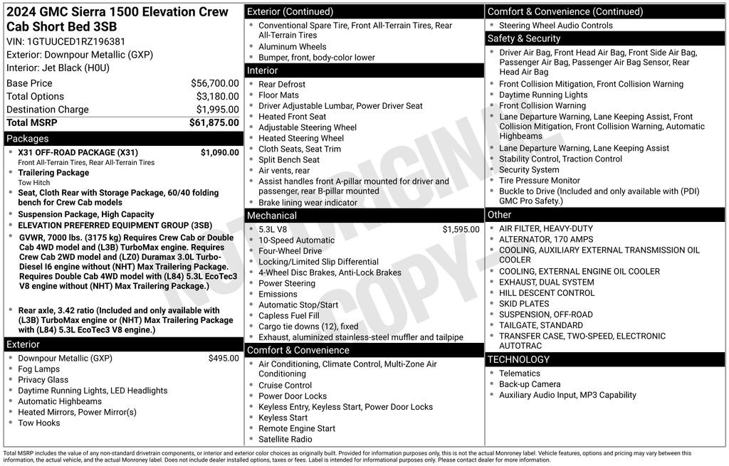 Certified 2024 GMC Sierra 1500 Elevation w/ X31 Off-Road Package AWD/4WD image 6
