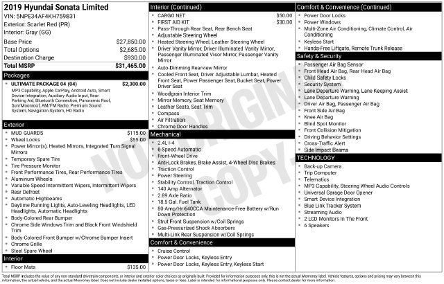 Used 2019 Hyundai Sonata Limited w/ Ultimate Package 04 FWD image 17