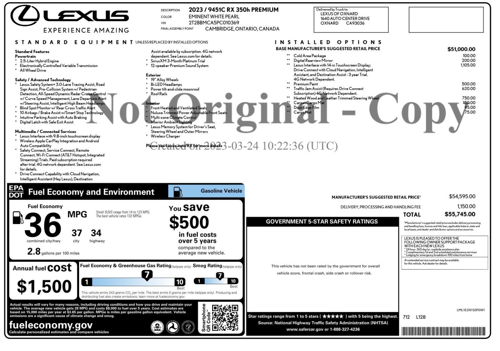 Used 2023 Lexus RX 350h w/ Cold Area Package AWD/4WD image 56