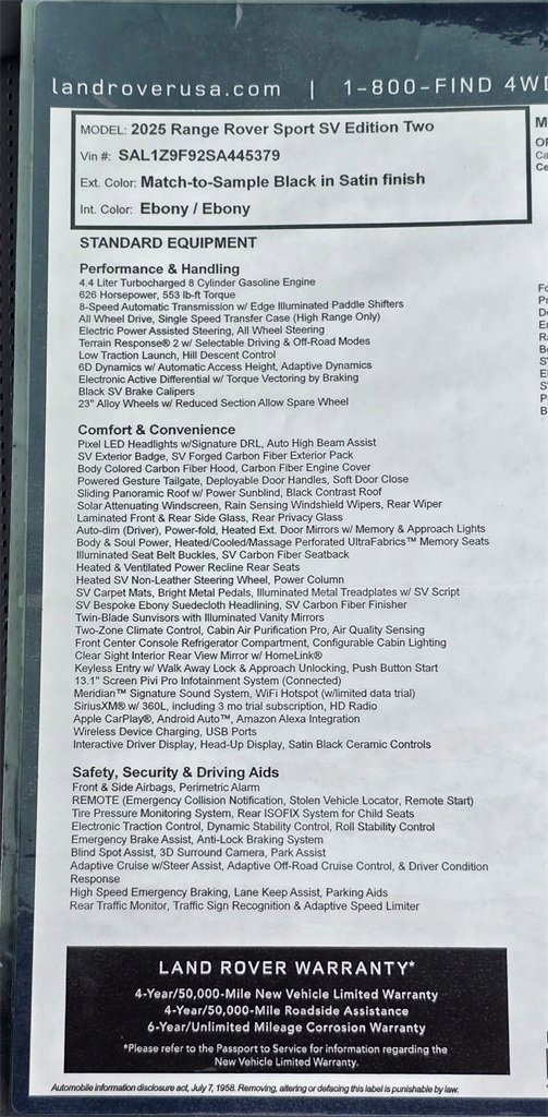 New 2025 Land Rover Range Rover Sport SV Edition Two image 34