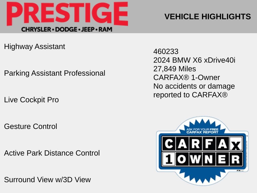 Used 2024 BMW X6 xDrive40i w/ Premium Package AWD/4WD image 6