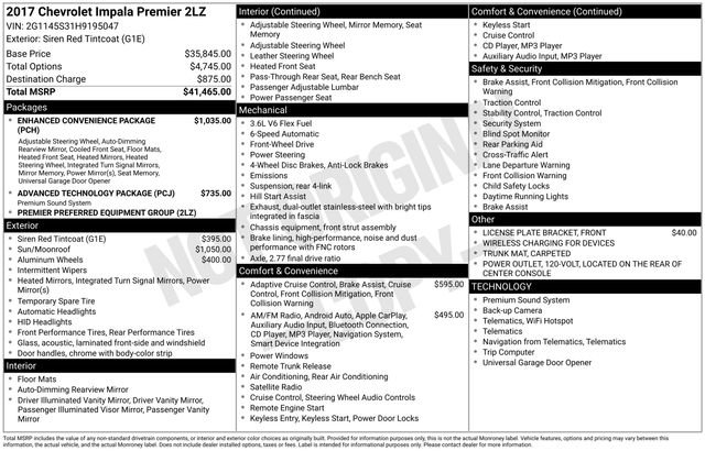 Used 2017 Chevrolet Impala Premier w/ Enhanced Convenience Package image 38