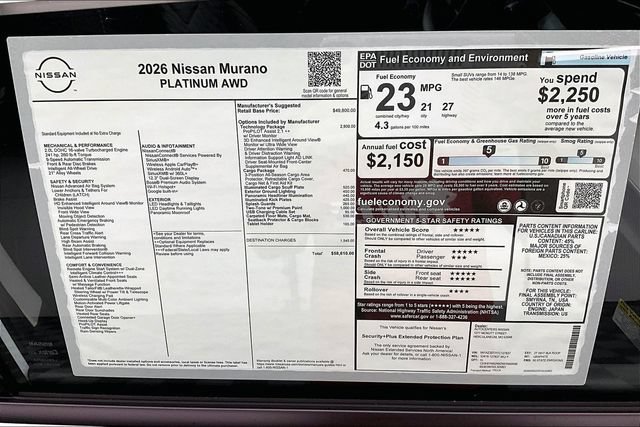 New 2026 Nissan Murano Platinum AWD/4WD image 42