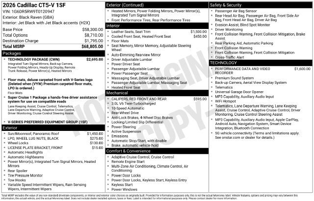New 2026 Cadillac CT5 V w/ Technology Package RWD image 30