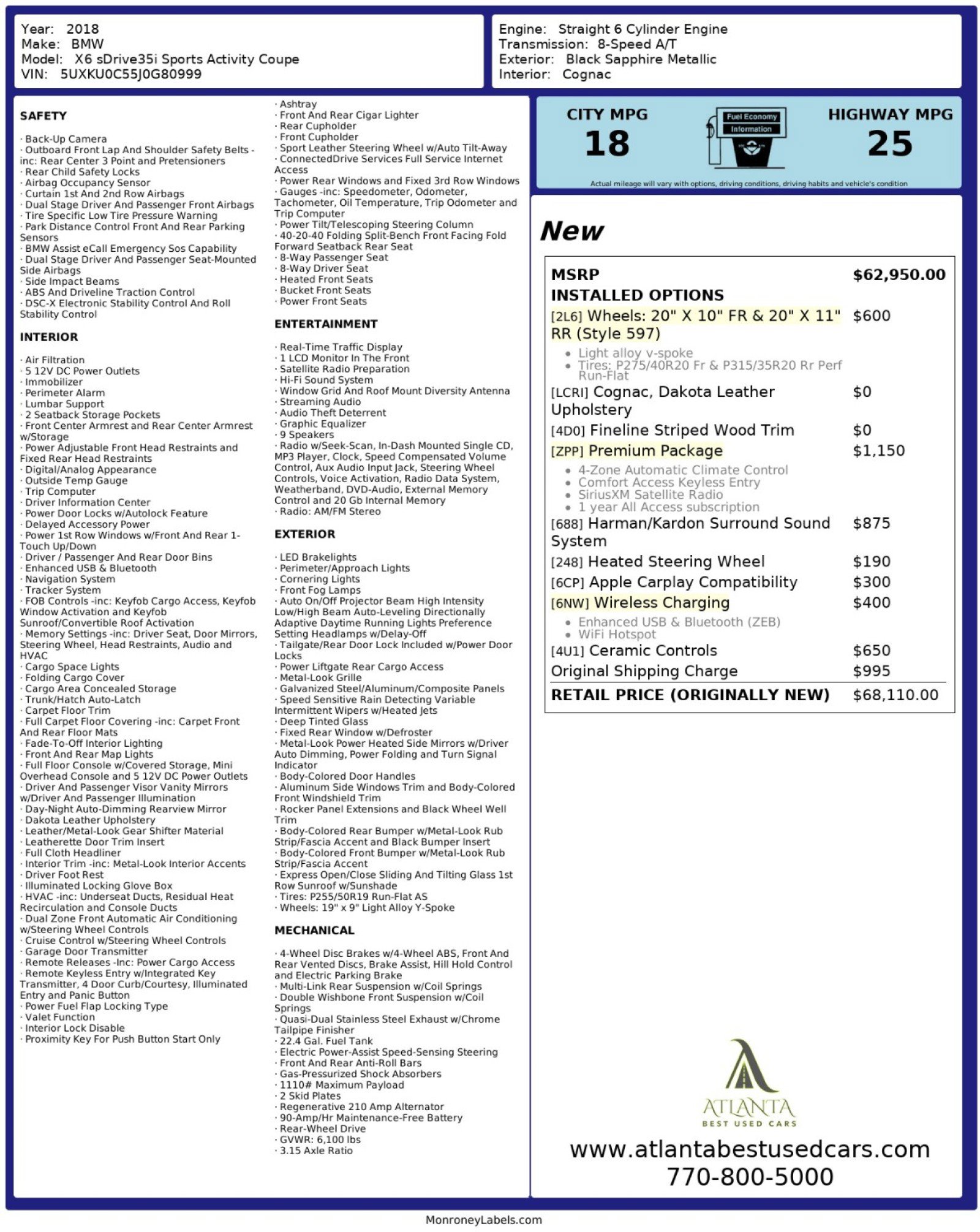 Used 2018 BMW X6 sDrive35i image 57