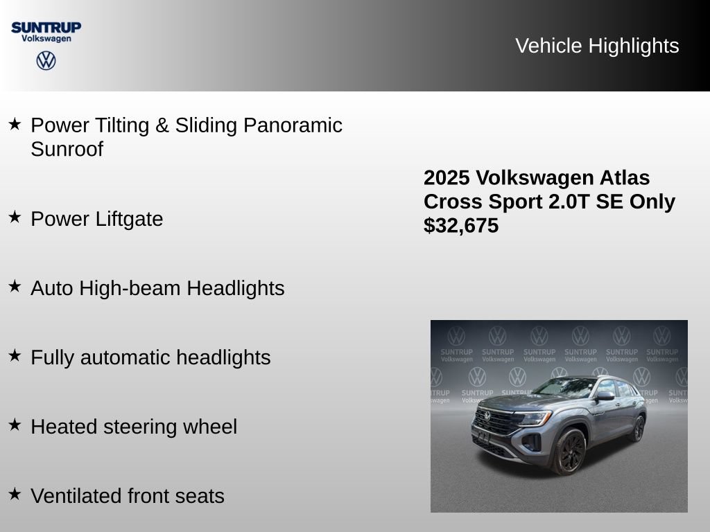 Used 2025 Volkswagen Atlas Cross Sport SE w/ Panoramic Sunroof Package FWD image 16