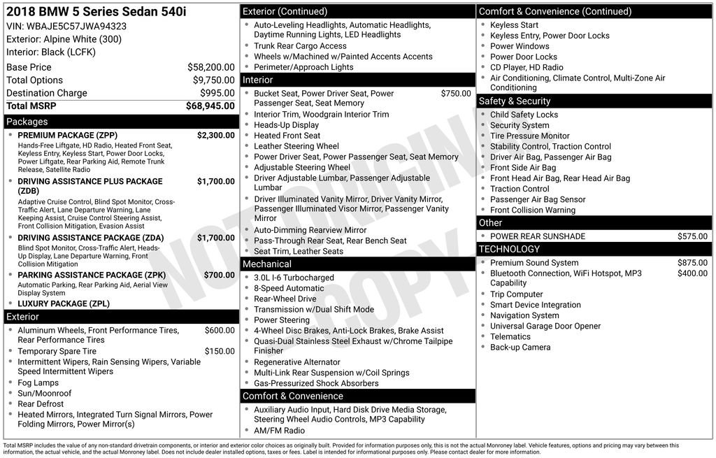 Used 2018 BMW 540i RWD image 34