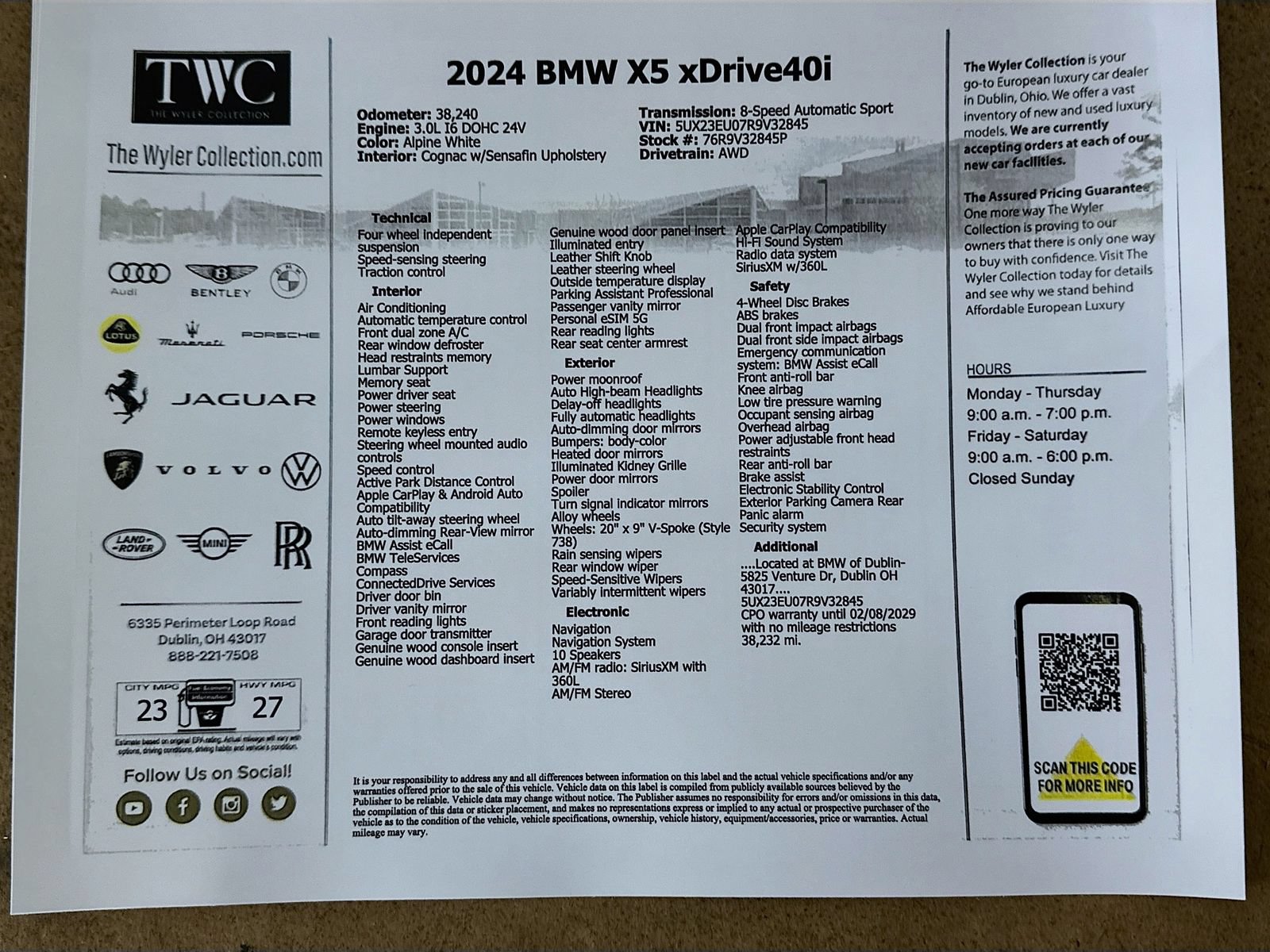 Used 2024 BMW X5 xDrive40i w/ Parking Assistance Package AWD/4WD image 47