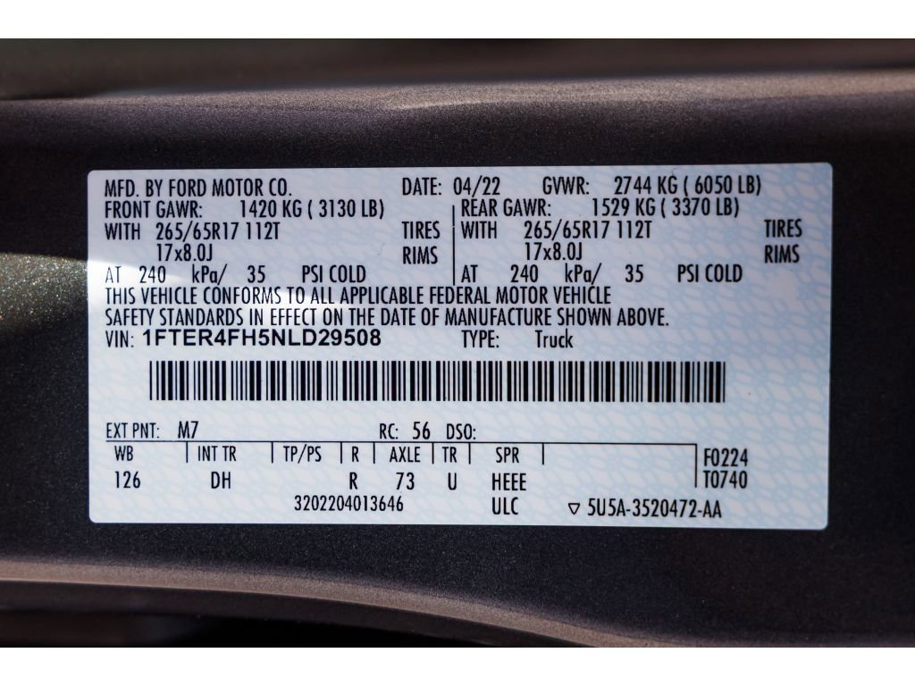 Used 2022 Ford Ranger Lariat w/ Equipment Group 501A High image 30