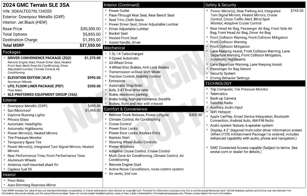 Certified 2024 GMC Terrain SLE w/ Driver Convenience Package AWD/4WD image 39