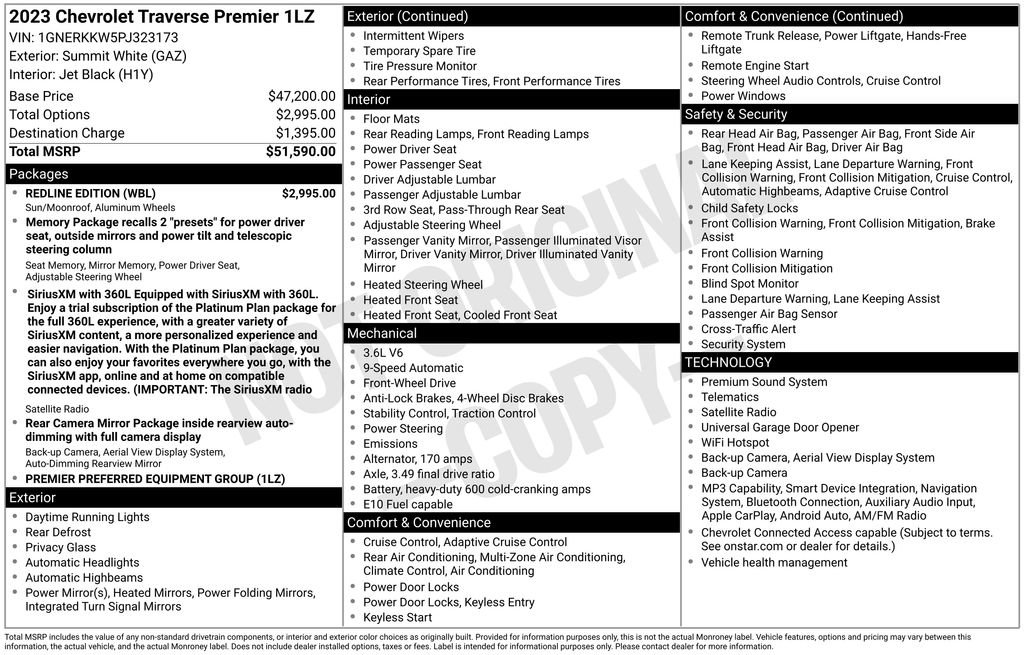 Used 2023 Chevrolet Traverse Premier w/ Redline Edition FWD image 10