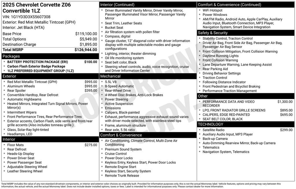 Used 2025 Chevrolet Corvette Z06 w/ Battery Protection Package image 41