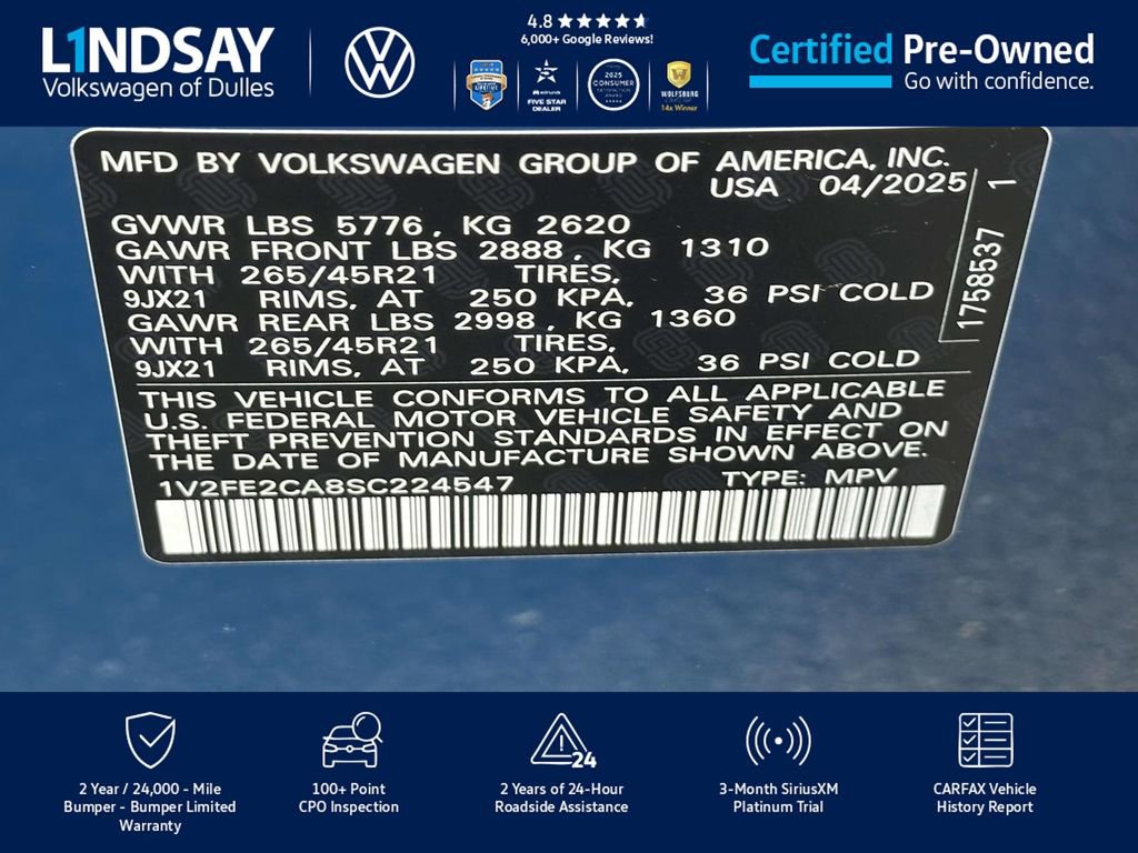Certified 2025 Volkswagen Atlas Cross Sport SEL Premium R-Line image 26