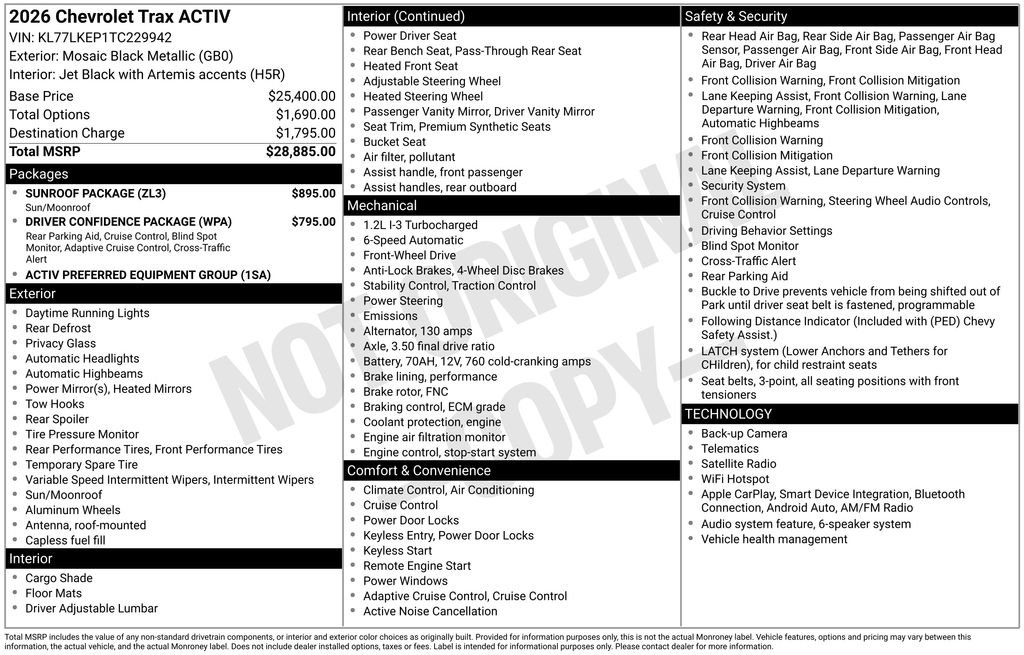 New 2026 Chevrolet Trax ACTIV w/ Sunroof Package FWD image 32
