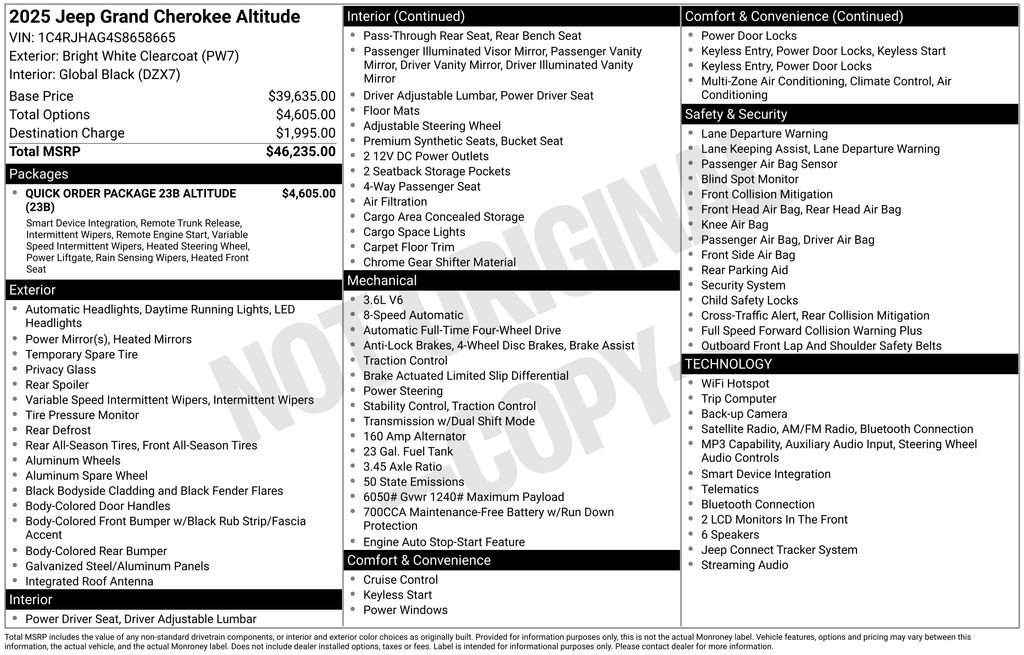 Used 2025 Jeep Grand Cherokee Altitude AWD/4WD image 35