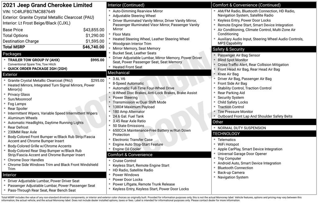 Used 2021 Jeep Grand Cherokee Limited w/ Trailer Tow Group IV image 6