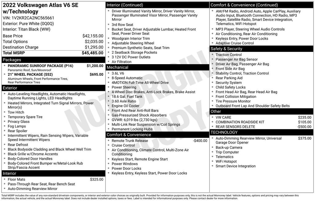 Used 2022 Volkswagen Atlas SE w/ Panoramic Sunroof Package image 7