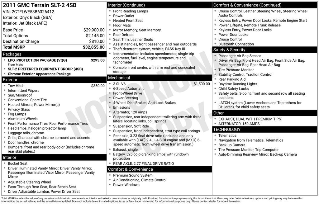 Used 2011 GMC Terrain SLT w/ LPO, Protection Package FWD image 17