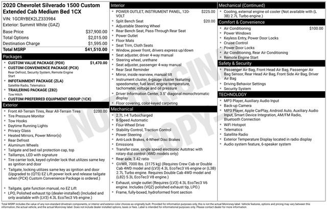Used 2020 Chevrolet Silverado 1500 Custom w/ Custom Value Package AWD/4WD image 46