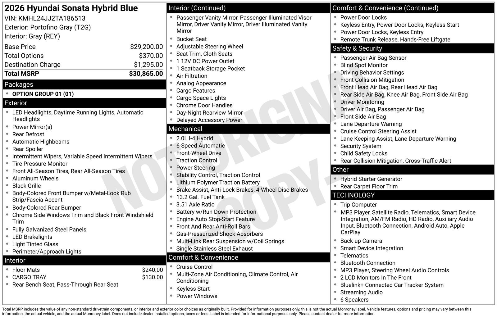 New 2026 Hyundai Sonata Blue FWD image 20
