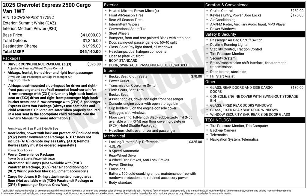 New 2025 Chevrolet Express 2500 w/ Driver Convenience Package image 31