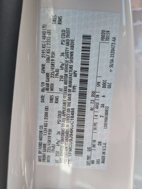 Certified 2019 Ford Escape Titanium AWD/4WD image 23