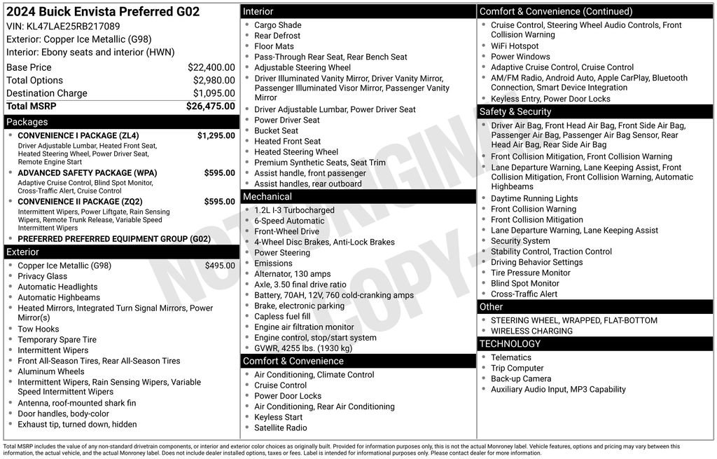Certified 2024 Buick Envista Sport Touring w/ Convenience I Package FWD image 32