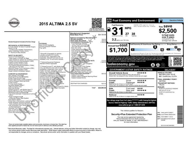 Used 2015 Nissan Altima 2.5 SV w/ Convenience Package image 9