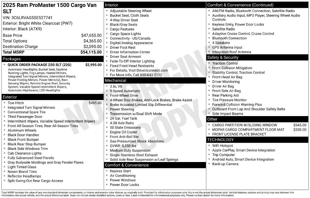 New 2025 RAM ProMaster 1500 w/ Quick Order Package 22G SLT FWD image 18